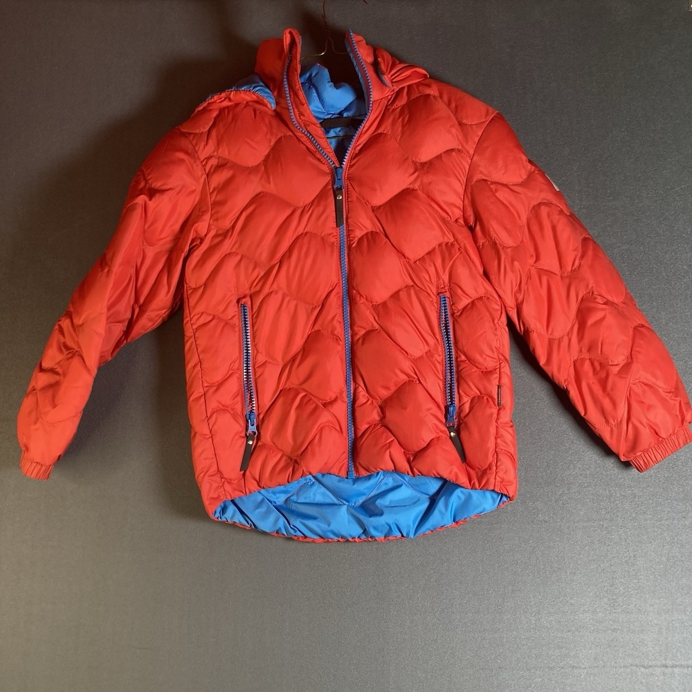 Reima Kids Puffer Down Jacket Size 10Y Full Zip Quilted Hooded Red New